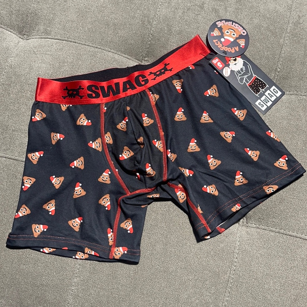 💩🎅 Swag Poop Emoji with Santa Hat Boxers🎅💩